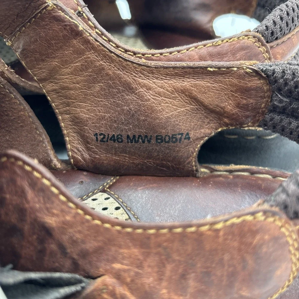 Born Murphy Fisherman Mens Size 12 Sandals Leather Woven Strappy Buckle Brown